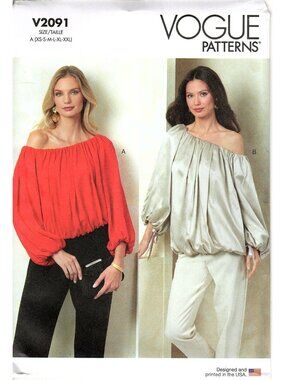 Vogue V2091 Misses XS to XXL Off-Shoulder Top Uncut Sewing Pattern